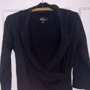 AB Studio women wrap collar fitted sweater size medium